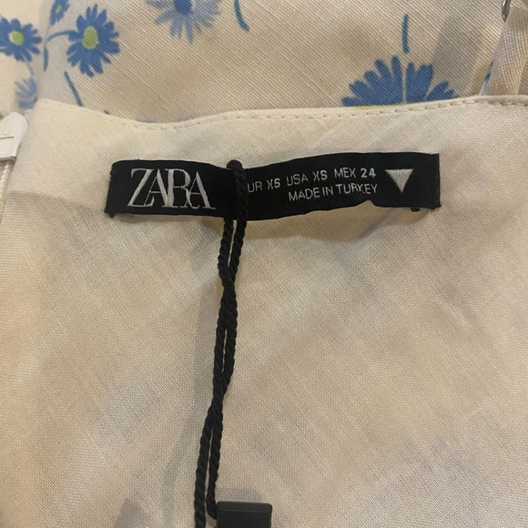Zara NEW Multicolor Floral Linen Blend Adjustable Straps Mini Dress Size XS - Picture 7 of 13